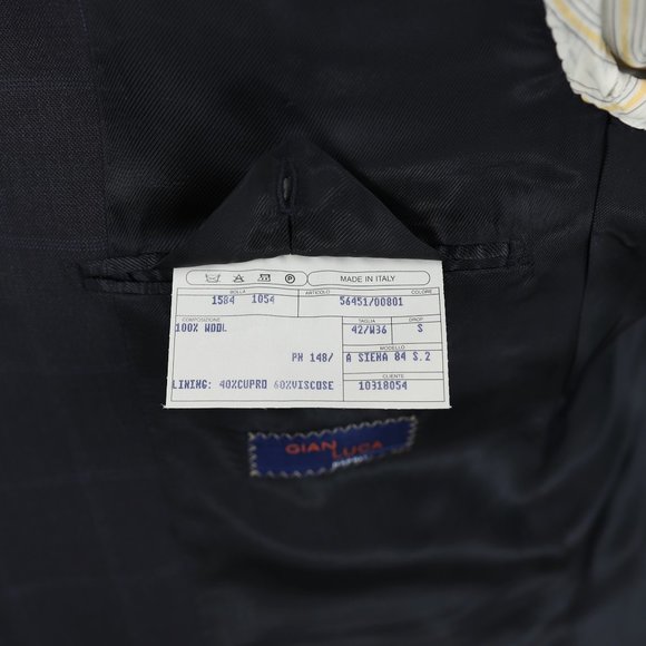 Gianluca Isaia Napoli Wool Suit Blue Windowpane - Picture 10 of 14